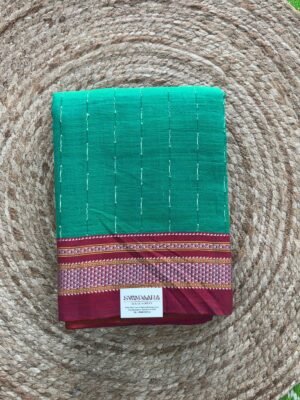Emerald Green Ilkal Saree With Chikki Paras Pink Traditional Bordar (1)