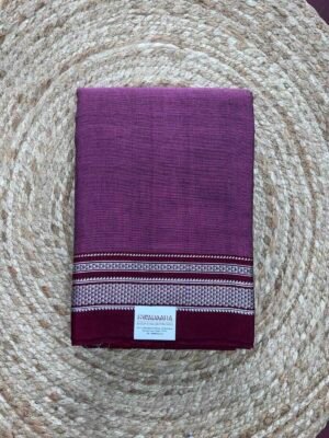 Deep Wine Color Ilkal Saree with Chikki Paras Border
