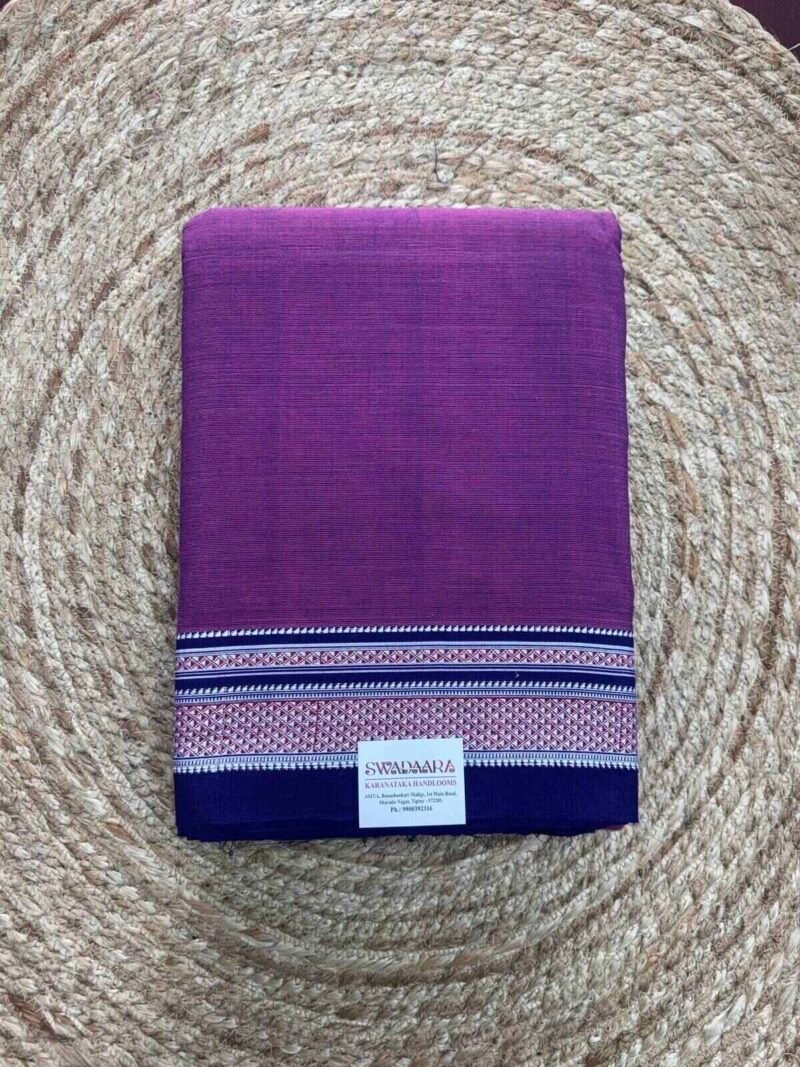 Deep Purple Color Ilkal Saree with Navy Blue Chikki Paras Bordar