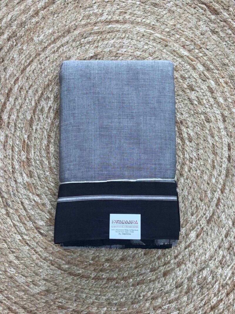 Grey Color Plain Patteda Anchu with Black Plain Border