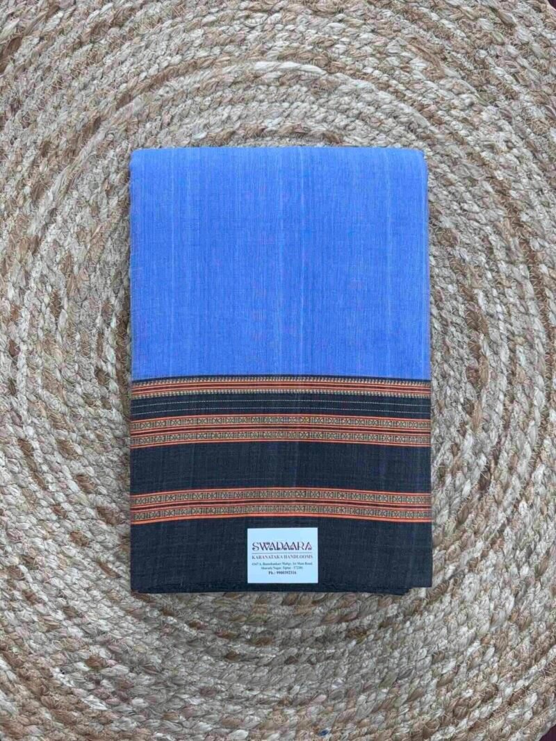 Sky Blue Color Ilkal Saree with Grey Color Gayatri Border
