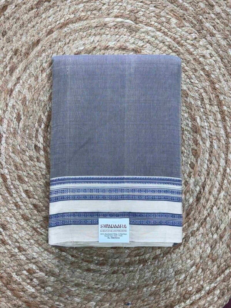 Grey Color Ilkal Saree with White Color Gayatri Border