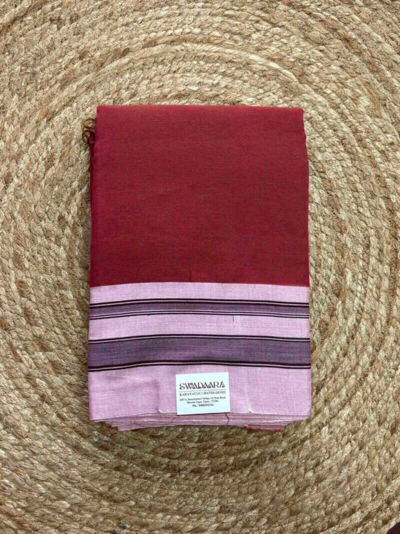 Red Color Plain Ilkal Saree with Plain Border