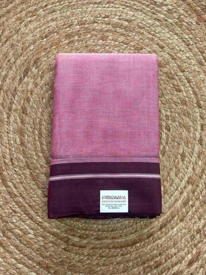 Light Pink Color Plain Patteda Anchu with Plain Border