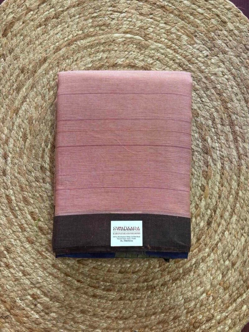 Dusty Rose Color Plain Ilkal Saree with Plain Border