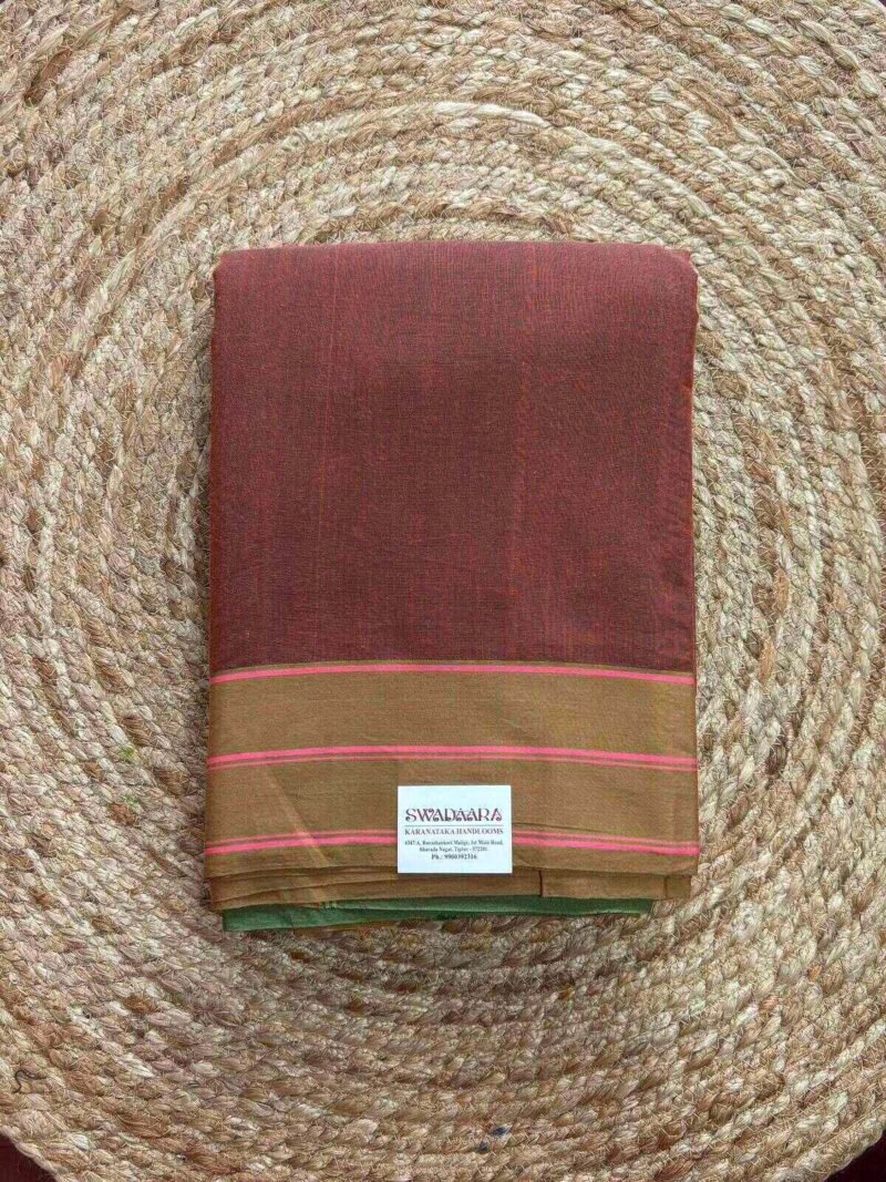 Brown Color Plain Ilkal Saree with Plain Border