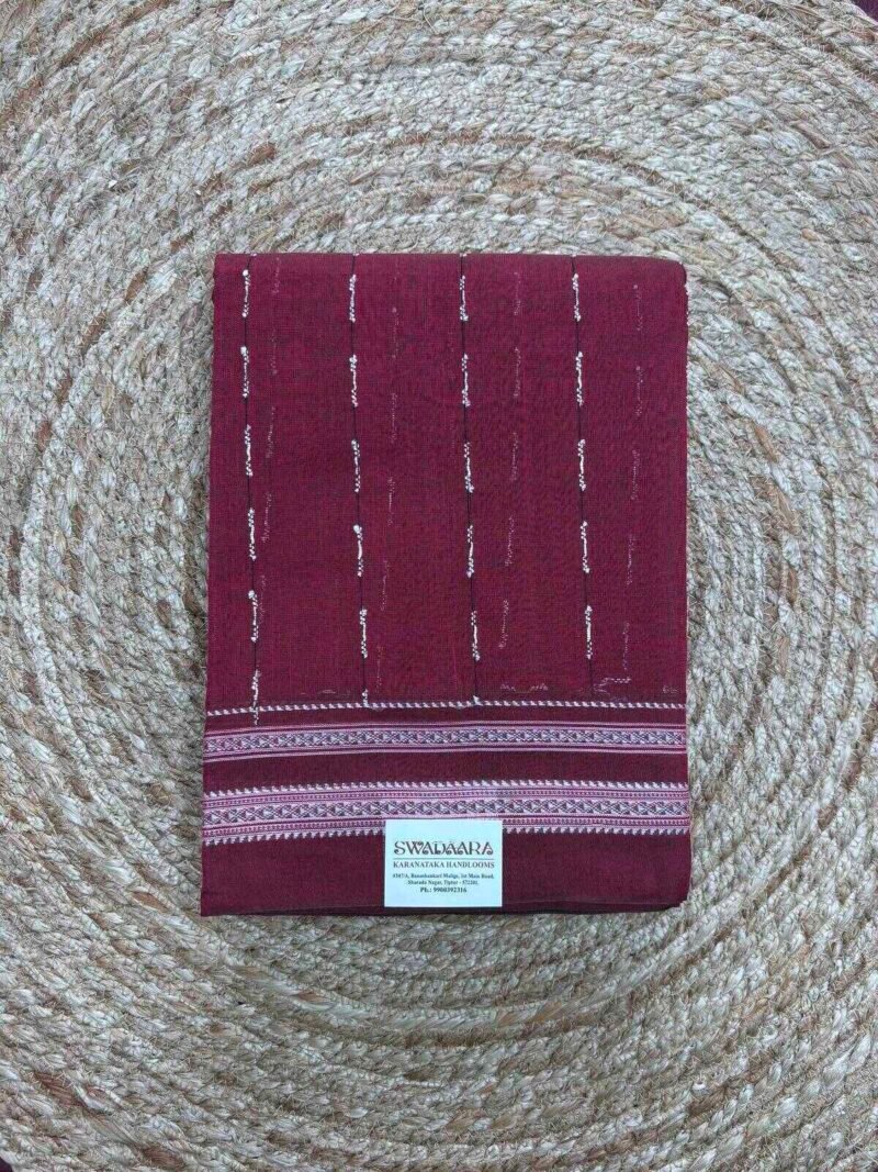 Deep Maroon Color Ilkal Saree with Maroon Color Border