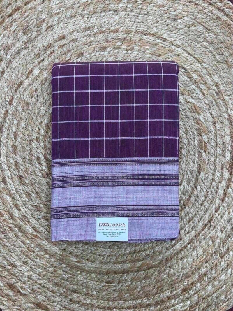 Deep Purple Checked Ilkal Saree with Gayatri Border