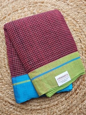 Deep Maroon Patteda Anchu Saree with Ganga Jamuna Border