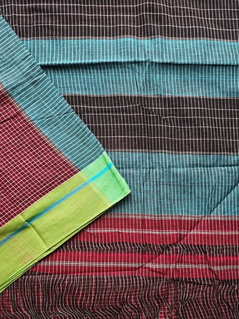 Deep Maroon Patteda Anchu Saree with Ganga Jamuna Border