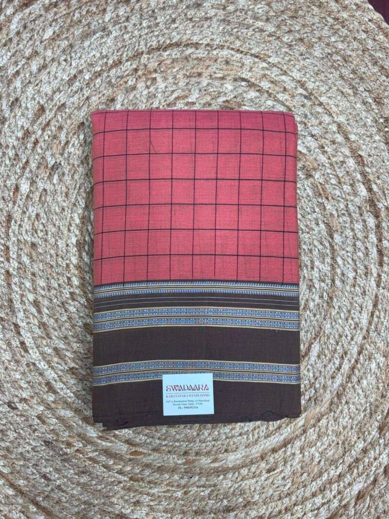 Dusty Rose Color Ilkal Saree with Chocolate Brown Bordar