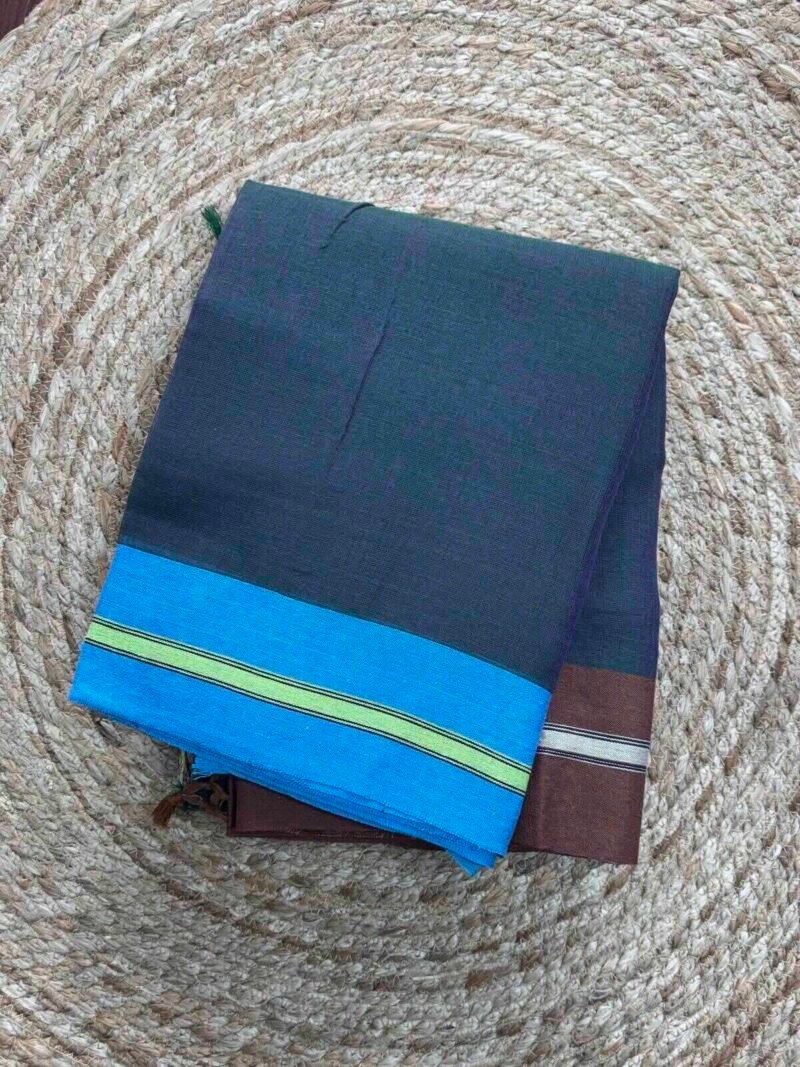 Peacock Blue Color with Blue and Maroon Bordar Gajendragada Kote Saree