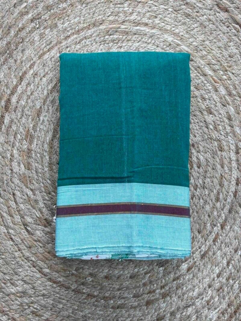 Peacock Green with Light Sky Blue Bordar Gajendragada Kote Saree