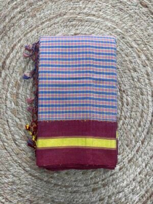 Royal Blue and Megenta with Wine Bordar Gajendragada Kote Saree