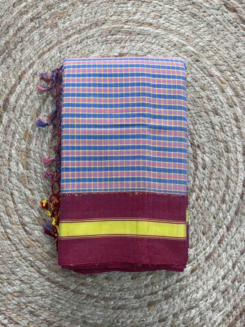 Royal Blue and Megenta with Wine Bordar Gajendragada Kote Saree