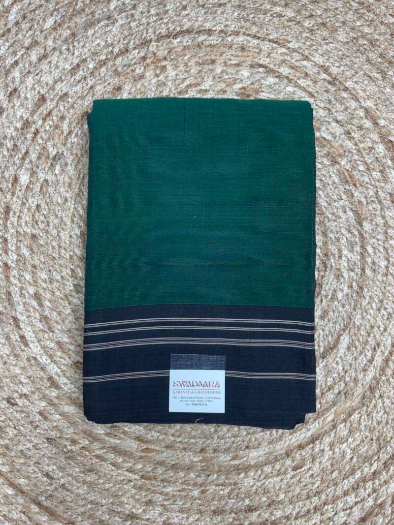 Dark Green Color Ilkal Saree with Black Color Bordar