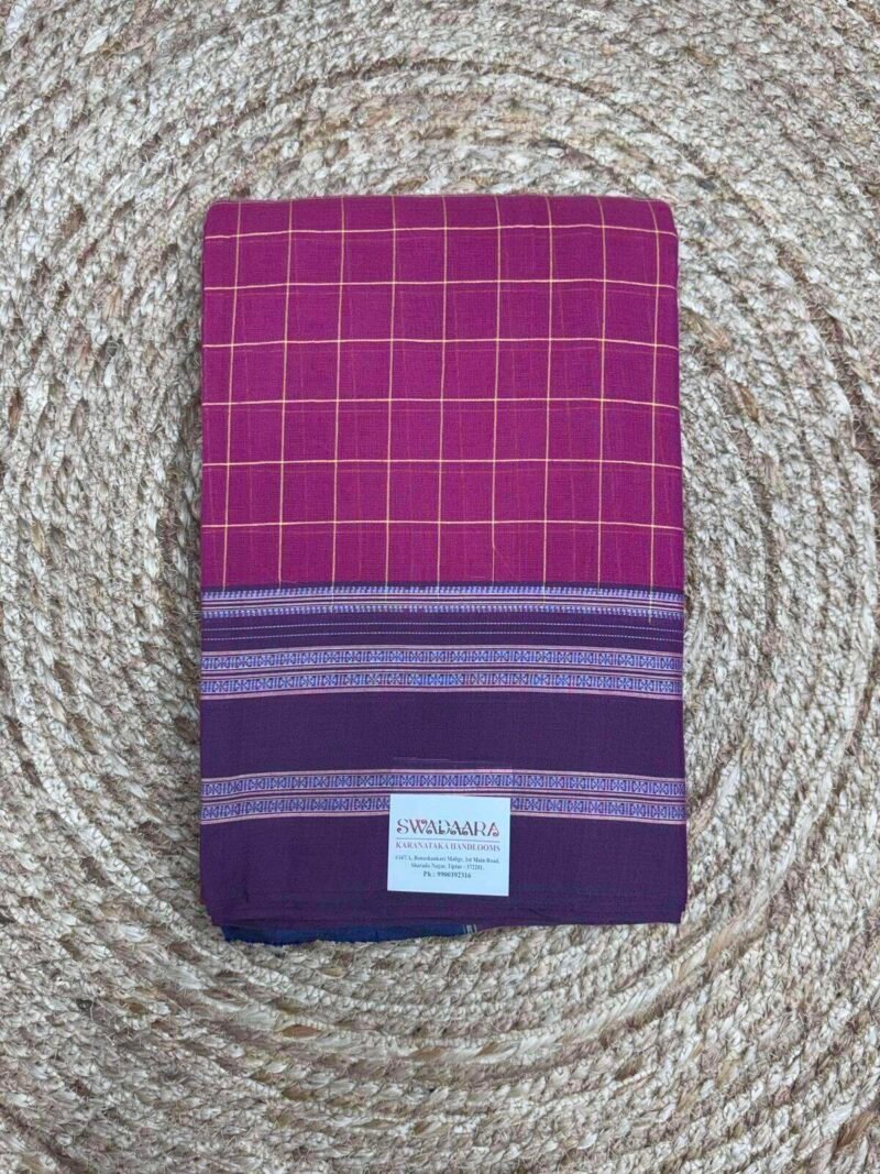 Dark Pink Color Ilkal Saree with Navy Blue color Gayatri Bordar
