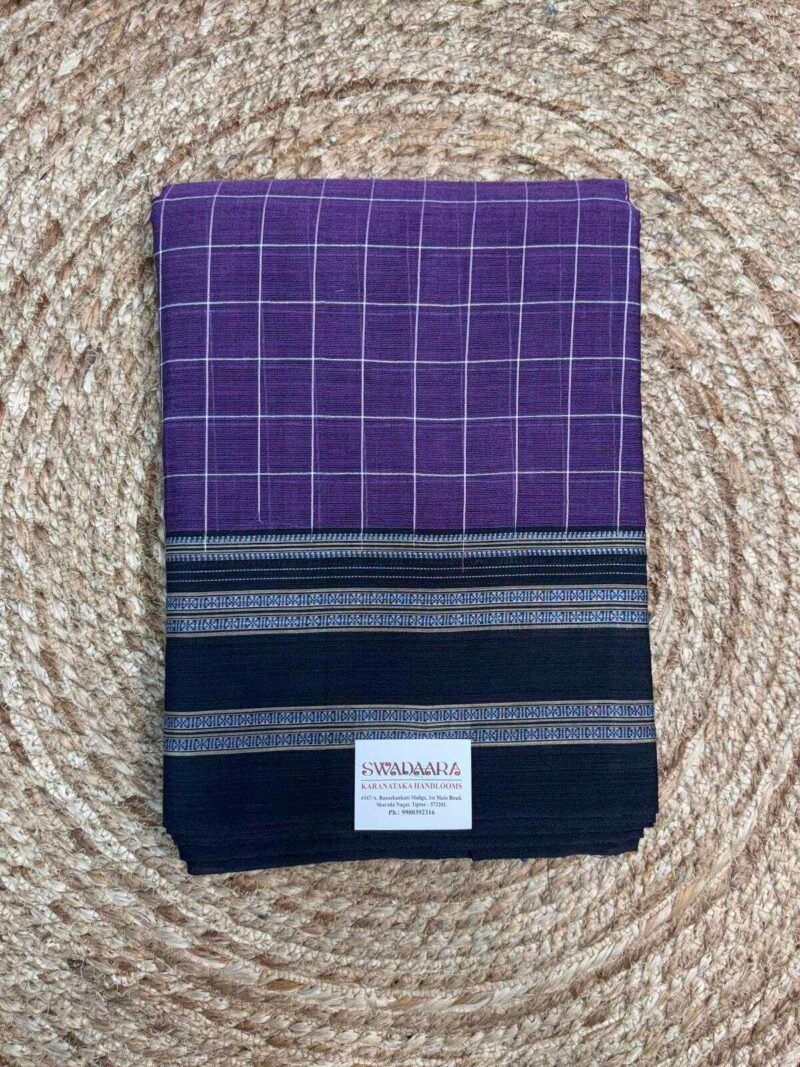 Deep Purple Color Ilkal Saree with Navy Blue Bordar