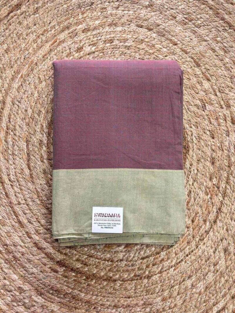 Wine-Mauve Color Saree with Pistachio-Olive Bordar