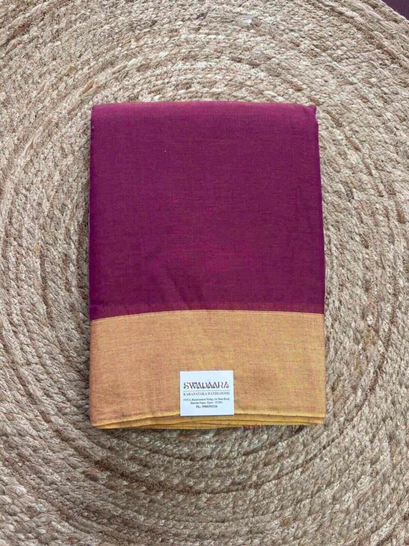 Deep Magenta Color Saree with Mustard-Gold Bordar