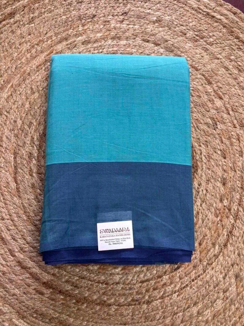 Sky Blue Color Plain Saree with Navy Blue Bordar