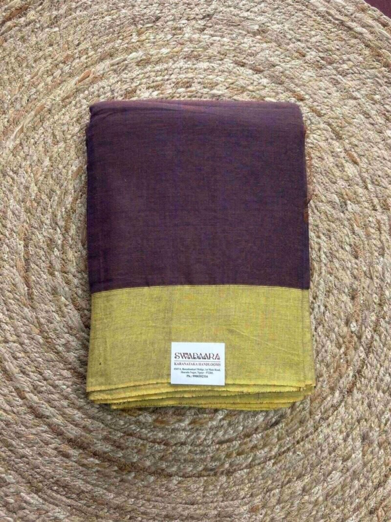 Burgundy Purple Color Saree with Mustard Yellow Bordar