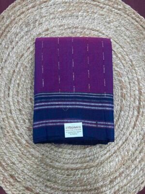 Deep Magenta Color Ilkal Saree with Dark Navy Blue Bordar