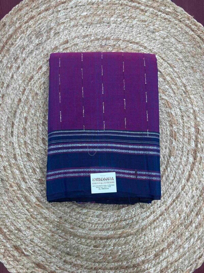 Deep Magenta Color Ilkal Saree with Dark Navy Blue Bordar