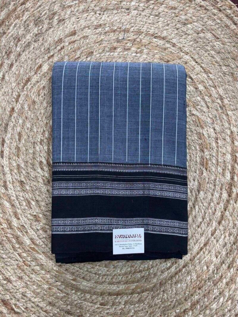 Grey Color Ilkal Saree with Black Color Gyatri Bordar