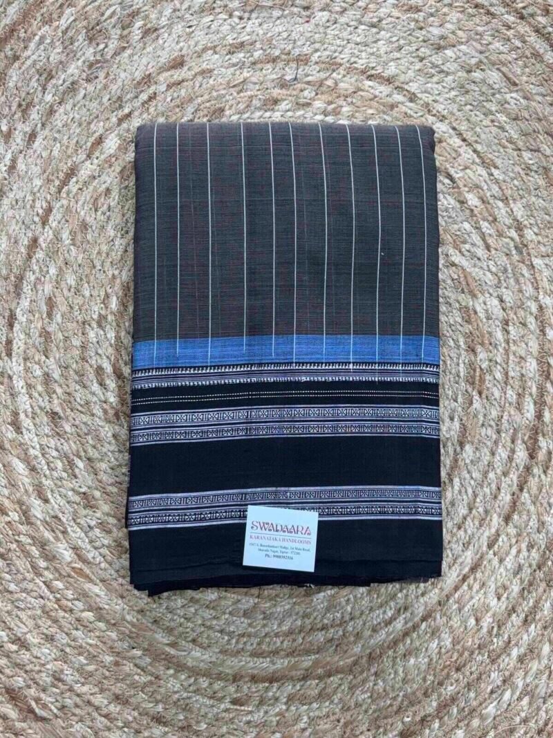 Charcoal Gray Ilkal Saree with Black Border