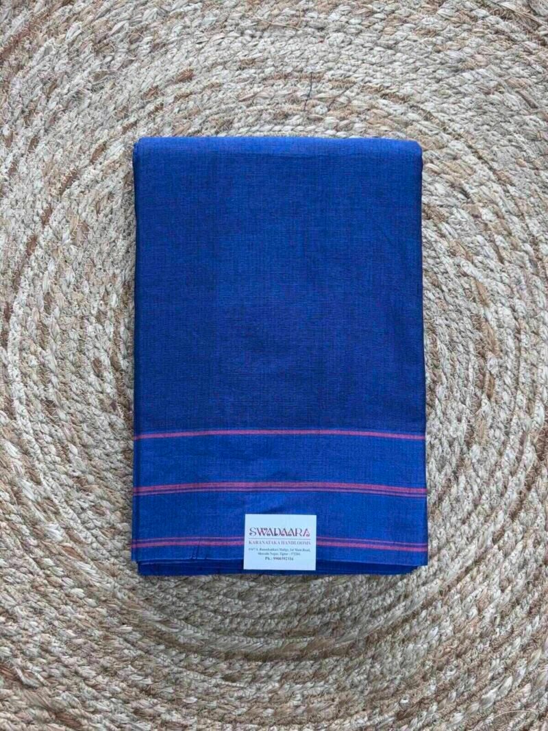 Blue Colour Ilkal Saree with Royal Blue Border