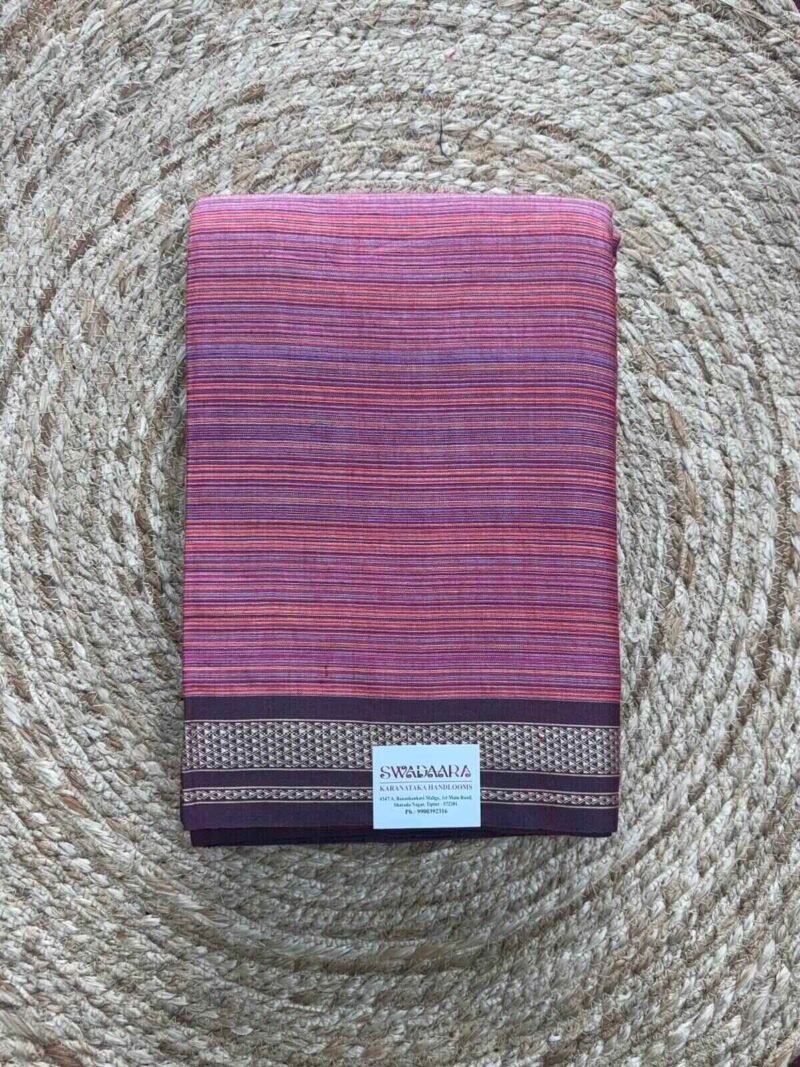 Multi Colour Ilkal Saree with Plum Purple Border
