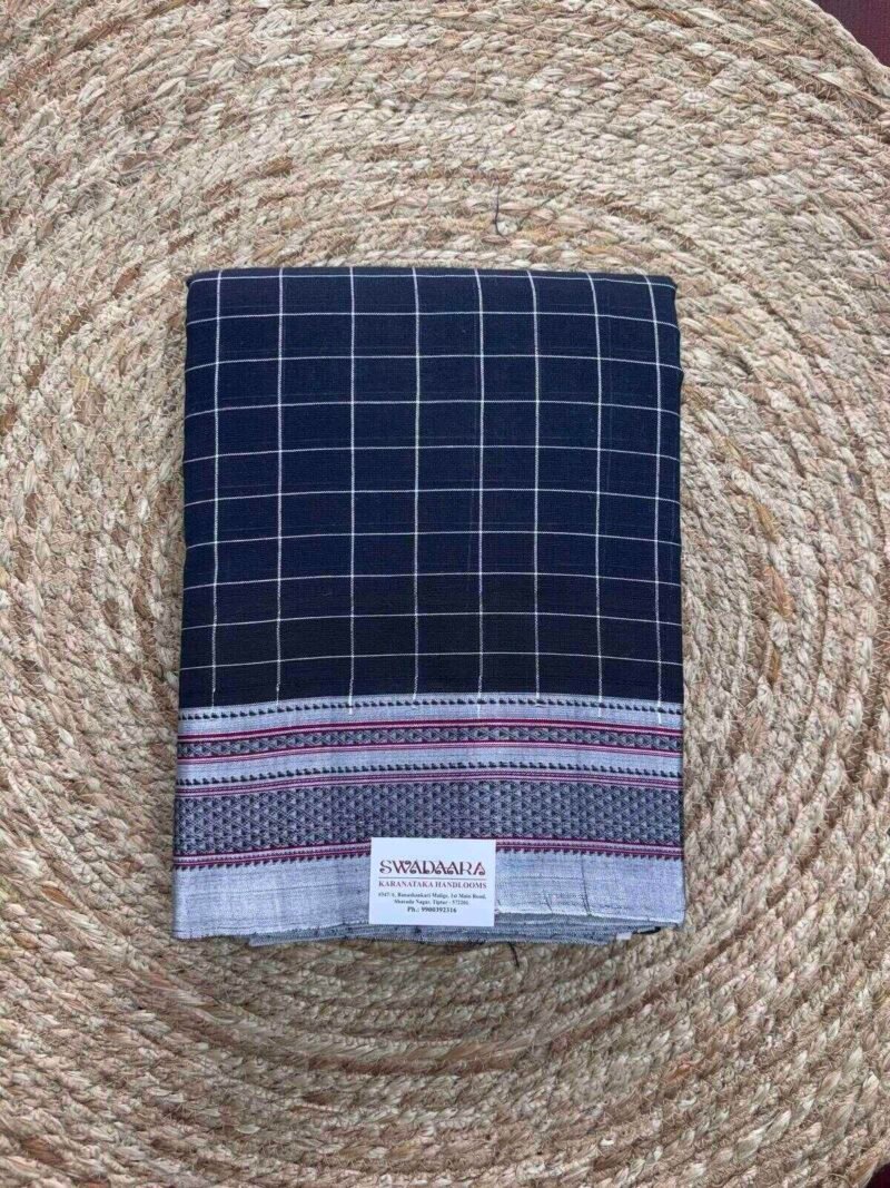 Navy Blue Colour Saree with Maroon Border